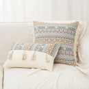 Retro geometric beige cushion cover living room handmade tassel