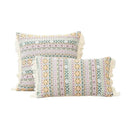 Retro geometric beige cushion cover living room handmade tassel