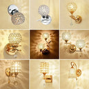 Retro gold & chrome crystal wall sconce living room light