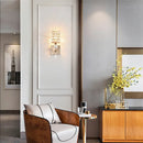 Retro gold & chrome crystal wall sconce living room light