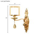 Retro gold crystal wall mount lamp living room glass sconce