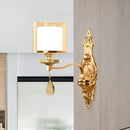 Retro gold crystal wall mount lamp living room glass sconce
