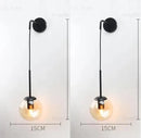 Retro gold glass ball wall lamp bedroom smoked sconce