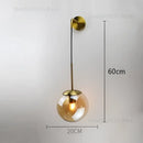 Retro gold glass ball wall lamp bedroom smoked sconce