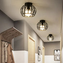 Retro gold iron cage ceiling lamp for bedroom warm glow lighting