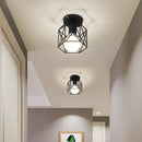 Retro gold iron cage ceiling lamp for bedroom warm glow lighting