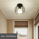 Retro gold iron cage ceiling lamp for bedroom warm glow lighting