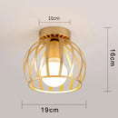 Retro gold iron cage ceiling lamp for bedroom warm glow lighting