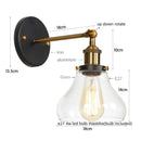 Retro gold led wall sconces with glass shade bedroom lamp