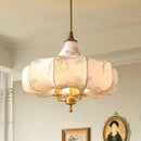 Retro gold lustre cream floral pendant lights for bedroom decor