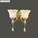 Retro gold opaque glass wall lamp bedroom crystal sconce