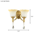 Retro gold opaque glass wall lamp bedroom crystal sconce