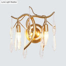Retro gold raindrop wall mount wall lamp – bedroom crystal lighting