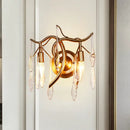 Retro gold raindrop wall mount wall lamp – bedroom crystal lighting