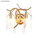 Retro gold raindrop wall mount wall lamp – bedroom crystal lighting
