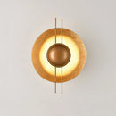Retro gold round villa wall lamp for bedroom with vertical rods