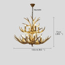 Retro golden brown antler led chandelier dining room pendant light