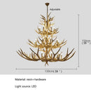 Retro golden brown antler led chandelier dining room pendant light