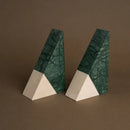 Retro green & beige marble bookends living room decor