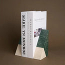 Retro green & beige marble bookends living room decor