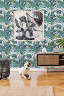 Retro Green Leaves Wallpaper