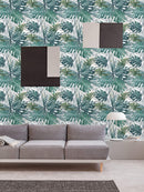 Retro Green Leaves Wallpaper