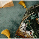 Retro green velvet embroidered leopard cushion cover living room