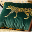 Retro green velvet embroidered leopard cushion cover living room