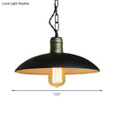 DecorBites™ Retro Style Metallic Black Ceiling Light with Bowl Shade and Hanging Chain - 10"/12.5" W - 1 Bulb