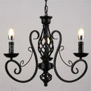 Retro industrial black wrought iron chandelier for living room