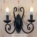 Retro industrial black wrought iron chandelier for living room