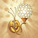 Retro industrial gold crystal wall lamp sconce for bedroom