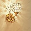 Retro industrial gold crystal wall lamp sconce for bedroom