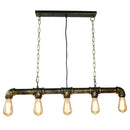 Retro industrial metal tubular island exposed bulb dining room light