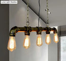 Retro industrial metal tubular island exposed bulb dining room light