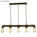 Retro industrial metal tubular island exposed bulb dining room light