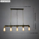 Retro industrial metal tubular island exposed bulb dining room light