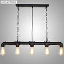 Retro industrial metal tubular island exposed bulb dining room light