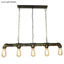 Retro industrial metal tubular island exposed bulb dining room light