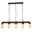 Retro industrial metal tubular island exposed bulb dining room light