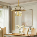 Retro iron bronze pendant light living room glass dome chandelier