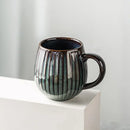 Retro japanese gradient glaze ceramic coffee mug kitchen ribbed cup