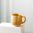 Retro japanese gradient glaze ceramic coffee mug kitchen ribbed cup