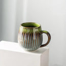 Retro japanese gradient glaze ceramic coffee mug kitchen ribbed cup