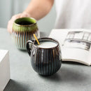 Retro japanese gradient glaze ceramic coffee mug kitchen ribbed cup