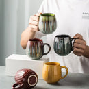 Retro japanese gradient glaze ceramic coffee mug kitchen ribbed cup