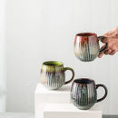 Retro japanese gradient glaze ceramic coffee mug kitchen ribbed cup
