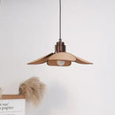 Retro leaf wooden hat pendant light natural & dark wood dining room