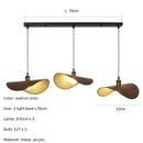 Retro leaf wooden hat pendant light natural & dark wood dining room