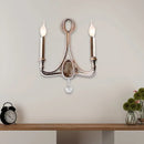 Retro loft fabric aged silver wall light bedroom crystal sconce